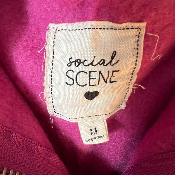 Social Scene Women's Dark Purple/Pink Pullover Hoodie Sweatshirt, Size M - NEW - Picture 3 of 11